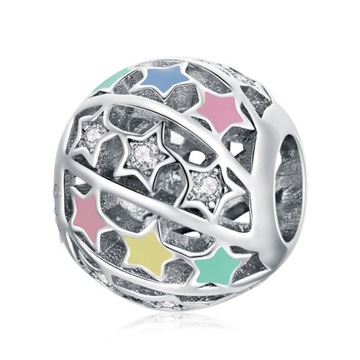 Charms KOLOROWE LŚNIĄCE GWIAZDY zawieszka S925