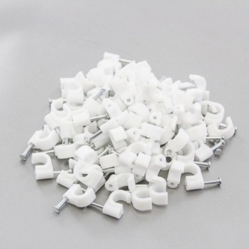 КАБЕЛЬНЫЕ ЗАЖИМЫ КАБЕЛЬНЫЙ ДЕРЖАТЕЛЬ С МОНТАЖНЫМИ ГВОЗДЯМИ 100 ШТ.