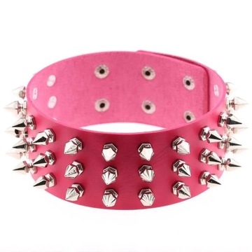 Hot Punk Rock Vintage Spike Rivets Wide Black Rose PU Leather Torques