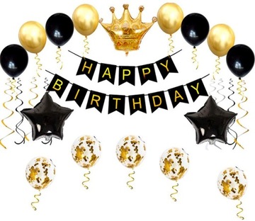 ZESTAW KRÓLA Urodziny BALONY BANER HAPPY BIRTHDAY