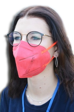20 szt. FFP2 maseczka CZERWONA półmaska CE kolor
