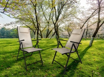 ПРОЧНЫЙ СКЛАДНОЙ РЕГУЛИРУЕМЫЙ САДОВЫЙ СТУЛ ТЕРРАСА БАЛКОН БОРНЕО ПРО БЕЖЕВЫЙ