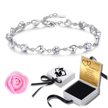 Женский браслет-сердечко, серебряная цепочка, маме, жене, дочке, подарок