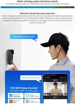 WIFI ВИДЕО ИНТЕРФОН 2MPX КАМЕРА TUYA SMART INTERCOM