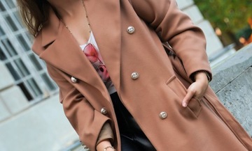 ЭЛЕГАНТНОЕ ПЕРЕХОДНОЕ ПАЛЬТО ЗОЛОТЫЕ ПУГОВИЦЫ MONICA CAMEL COLOR