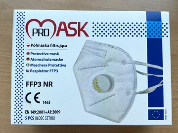 5x maska FFP3 PROMASK maseczka CERT POLSKA