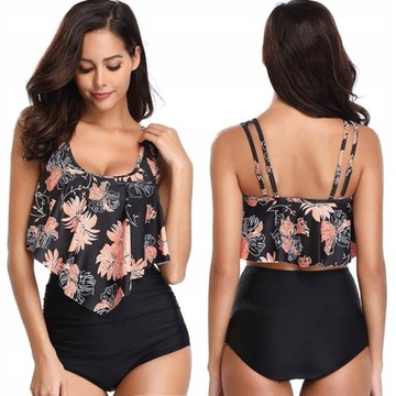 STRÓJ KĄPIELOWY BIKINI WYSOKI STAN BOHO 44 XXL,XL