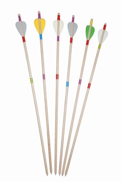 Деревянный лук 115см со щитом + 5 синих стрел.