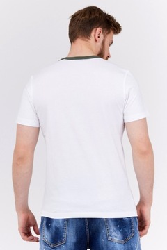 DIESEL Biały t-shirt męski z lamówką khaki r M