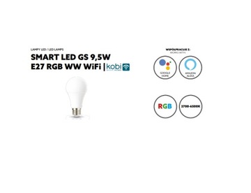 Умная светодиодная лампа SMART LED 9,5 Вт E27 RGB WiFi