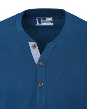LONGSLEEVE męski koszulka w serek długi rękaw bawełna FRIGO niebieska XXL