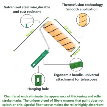 ВАЛИК ДЛЯ КРАСКИ ОРАНЖЕВЫЙ 25 СМ с ручкой
