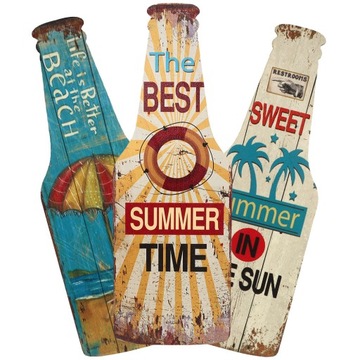 ДЕРЕВЯННЫЙ КУЛОН БУТЫЛКА «ПЛЯЖ» 3 ШТ.