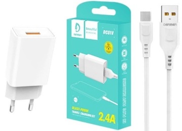 ŁADOWARKA SIECIOWA 2.4A QC +KABEL MICRO USB 1M