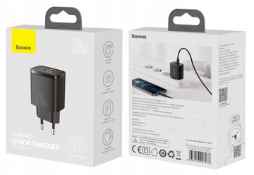 БЫСТРОЕ ЗАРЯДНОЕ УСТРОЙСТВО BASEUS ДЛЯ ТЕЛЕФОНА ИСТОЧНИК ПИТАНИЯ USB USB-C TYPE-C 20 Вт PD QC 3.0