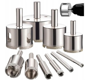 OTWORNICE DIAMENTOWE DO PŁYTEK SZKŁA GRESU KORONKI x10 10szt 6-68mm