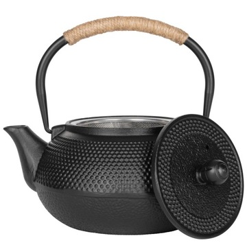 Чайник-кувшин чугунный с ситечком 850 мл + подставка + 4 чугунные чашки