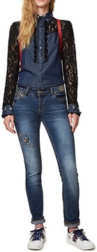 SPODNIE JEANSY DESIGUAL NIEBIESKIE HAFTY R 24