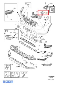 Prawy ślizg zderzaka przód Volvo XC90 OE 31353764