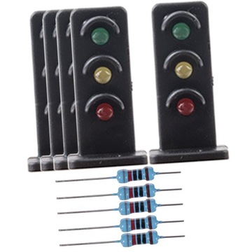 5 szt. Model pociągu w skali 1:87 HO Sygnalizacja świetlna. 5 szt., 3 lampki sygnalizacyjne