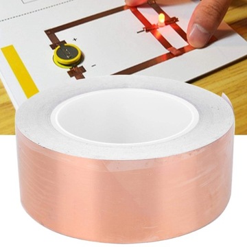 МЕДНАЯ КЛЕЙКАЯ ФОЛЬГА, КЛЕЙКАЯ ЛЕНТА, ПРОТИВ СЛИНКОВ, 25 М Х 50 ММ