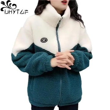 Kurtka damska w kolorze jagnięcy polar bawełniany płaszcz zimowy wiatrówka