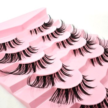 7 накладных ресниц на полоске «КОШАЧИЙ ГЛАЗ», шелк, толстые, длинные, мягкие, 7 пар