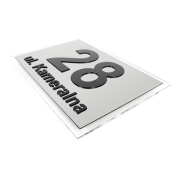 Tablica adresowa adres 3D numer na dom 30x20 szczotkowane aluminium laminat