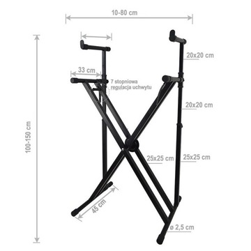 STATYW STOJAK POD KEYBOARD KLAWISZE PIANINO PODWÓJNY REGULOWANY STAND4ME X6