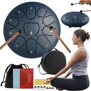 STALOWY BĘBEN JĘZYKOWY TONGUE DRUM BĘBEN TARCZOWY, 11-TONOWY 15 CM
