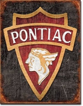 Metalowy plakat reklamowy USA Logo Pontiac
