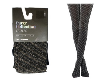Calzedonia rajstopy Party czarno-srebrne 1/2 - S/M
