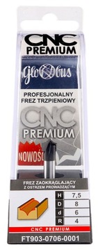 Закругляющая фреза с острыми краями Г=8xВ=7,5/d=6 R=4