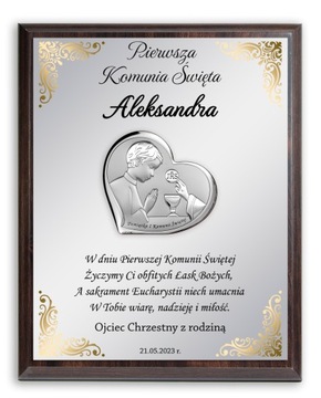 OBRAZEK SREBRNY PREZENT PAMIĄTKA KOMUNII ŚWIĘTEJ