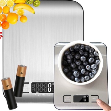 PRECYZYJNA WAGA KUCHENNA ELEKTRONICZNA 10 Kg / 1g WYŚWIETLACZ LCD + BATERIE