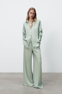 ZARA KOSZULA BLUZKA JEDWABNA GREEN LIMITED L C81