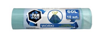 Worki na śmieci z taśmą zapachowe 60L 10szt fresh Pam-Folie