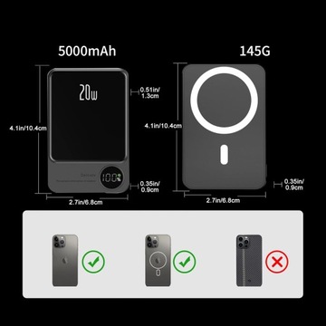 МАГНИТНЫЙ POWERBANK 15 Вт БЕСПРОВОДНОЙ MagSafe 5000 мАч 20 Вт iOS