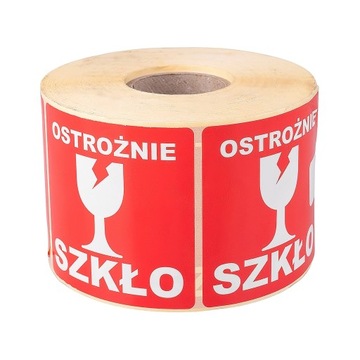 100 SZTUK ETYKIETY SAMOPRZYLEPNE OSTROŻNIE SZKŁO