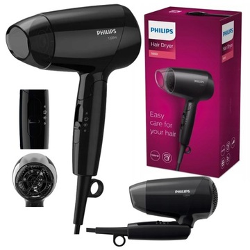 TURYSTYCZNA SUSZARKA DO WŁOSÓW PHILIPS PODRÓŻNA SKŁADANA RĄCZKA MOCNA 1200W