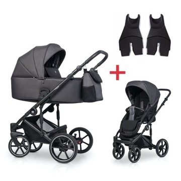 Riko Trex - Polski wózek 2w1 ANTHRACITE + adaptery