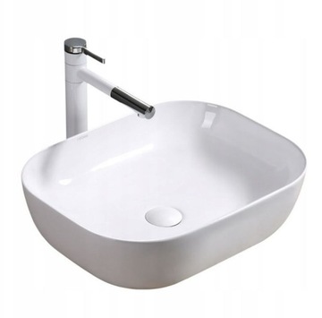 UMYWALKA NABLATOWA CERAMICZNA STAWIANA BIAŁA 41x31 CM OWALNE STAWIANA DUŻA