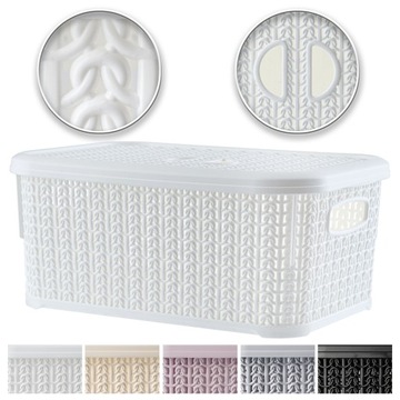 POJEMNIK PUDEŁKO Z POKRYWKĄ DO PRZECHOWYWANIA 6L KOSZYK ORGANIZER BOX BIAŁY