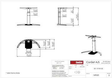 Регулируемый стол для работы стоя, 120х52 см.