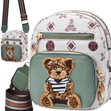 TORBA TOREBKA DAMSKA LISTONOSZKA KUFEREK NA RAMIĘ MAŁA TEDDY BAG MIŚ ZIELON