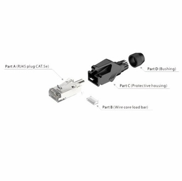 Wtyk typu RJ45 z osłoną Roxtone RJ45C5E-PHBN