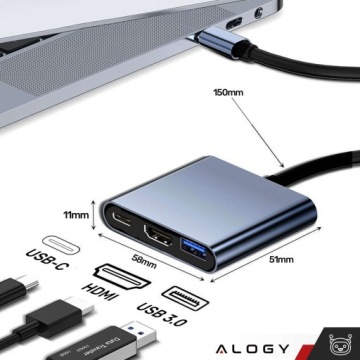 АДАПТЕР-РАСПРЕДЕЛИТЕЛЬ-концентратор HDMI TYPE-C ДЛЯ MACBOOK AIR PRO 13 14 15 16 M1 M2 M3