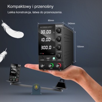 БЛОК ПИТАНИЯ ДЛЯ ЛАБОРАТОРНОГО ОБСЛУЖИВАНИЯ TECHREBAL SPS-C3010 30В 10А USB 5В + КАБЕЛИ