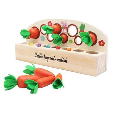 ch-Wooden Montessori Toys, Carrots Harvest with Worms