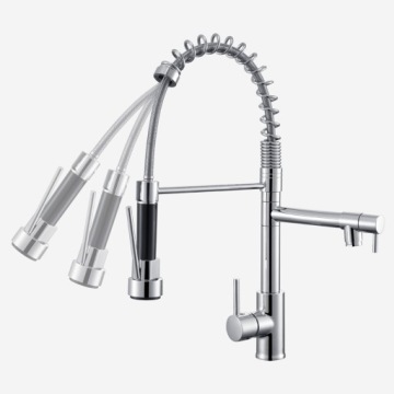 Кухонная батарея раковина 360 ° Ротационный кран с 2 наводнениями и 3 розетками